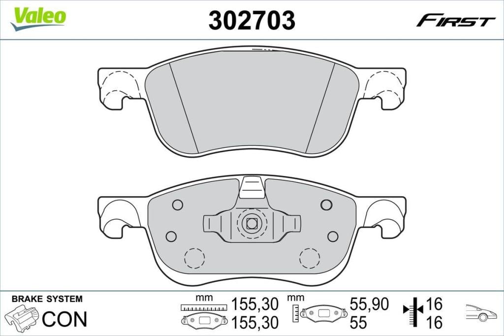 Jogo de 4 pastilhas de travão VALEO ref. 302703